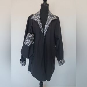 Reversible Black Coat/Leopard Coat & Black Purse/Leopard Purse Size XL EUC